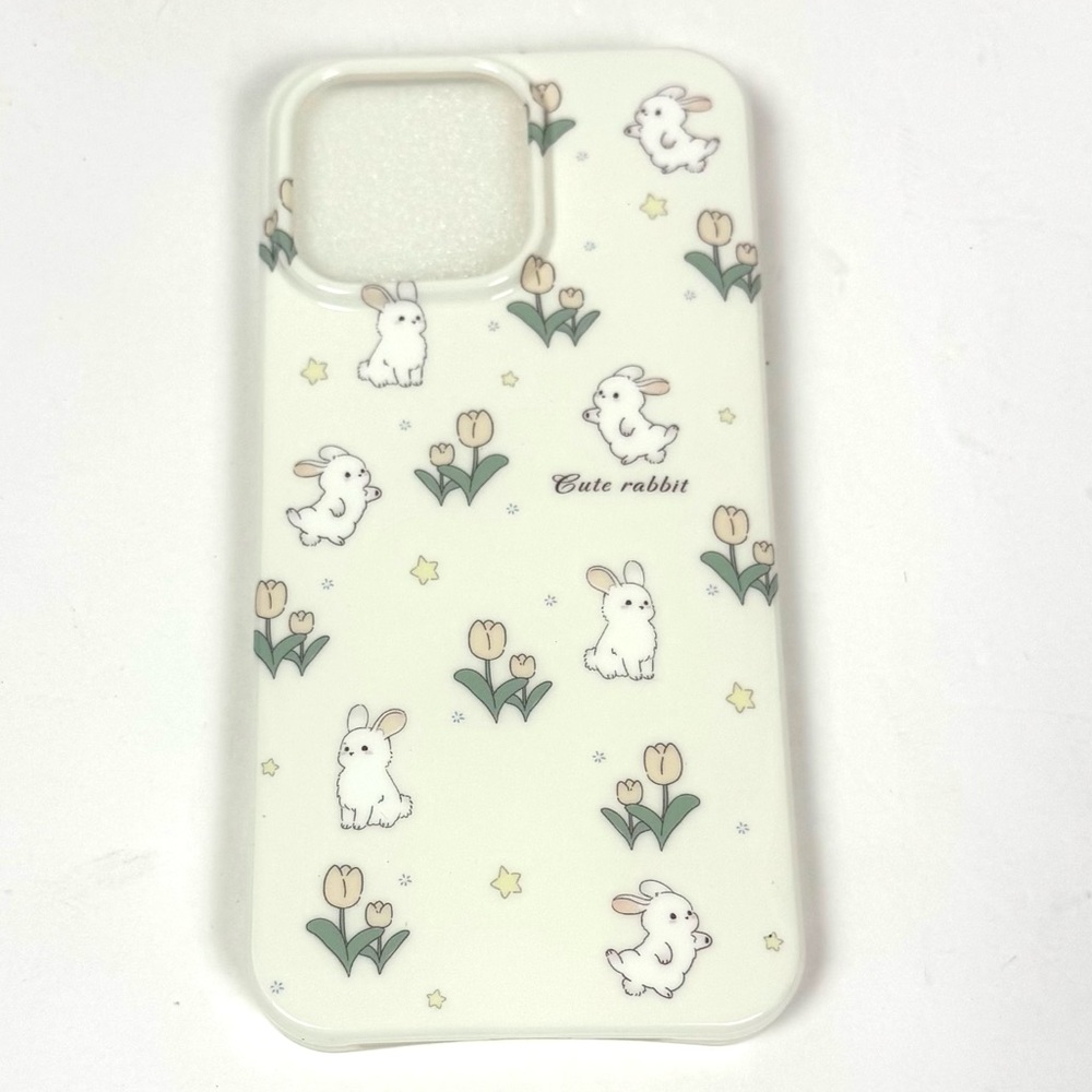 Cream White Floral Bunny Phone Case for iPhone 12 NEW